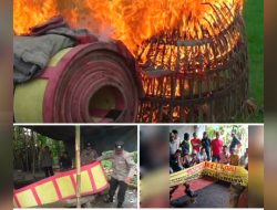 Praktik Lokasi judi Sabung ayam di Desa Sedenganmijen, Kecamatan Krian dibakar Polisi