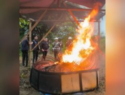Arena Sabung ayam di Kedungpring Lamongan di Bakar Petugas