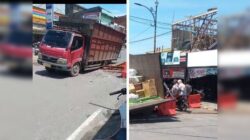 Truk Terperosok, Diduga Akibat Jalan Berlubang tanpa Dipasang Rambu