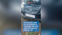 Mobil Toyota Vios berplat nomor AE 1712 FJ Untuk Nganggu BBM Solar di Saradran – Madiun