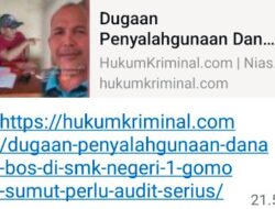 Hak Jawab Dugaan Penyalahgunaan Dana BOS di SMK Negeri 1 Gomo