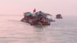 Kasat Polairud Bangka Barat, Iptu Yudi Lasmono Amankan 7 Ponton di perairan teluk inggris.